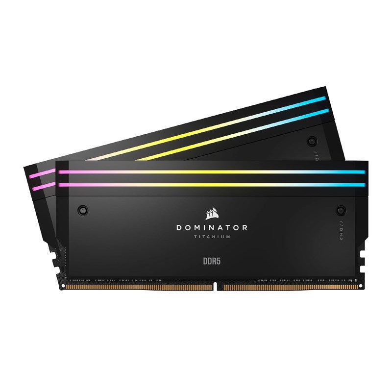 Corsair DOMINATOR TITANIUM RGB 96GB (2x48GB) DDR5 DRAM 6600MT/s CL32 Intel XMP Memory Kit - Black Corsair DOMINATOR TITANIUM RGB 96GB (2x48GB) DDR5 DRAM 6600MT/s CL32 Intel XMP Memory Kit - Black